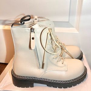 Ivory/off white lugsole boots